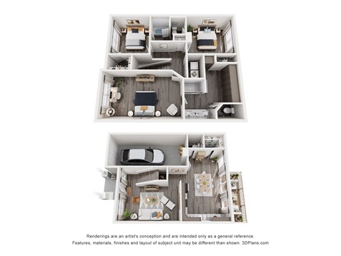 Floor plan for 3 beds, 2.5 baths, 1580 sqft